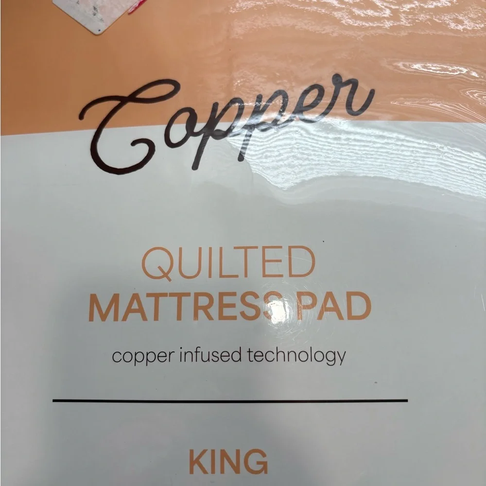 Copper Quilted Mattress Pad - King, White and Brown